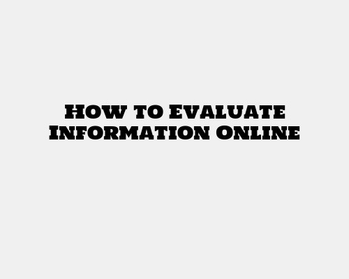 How to Evaluate Information Online